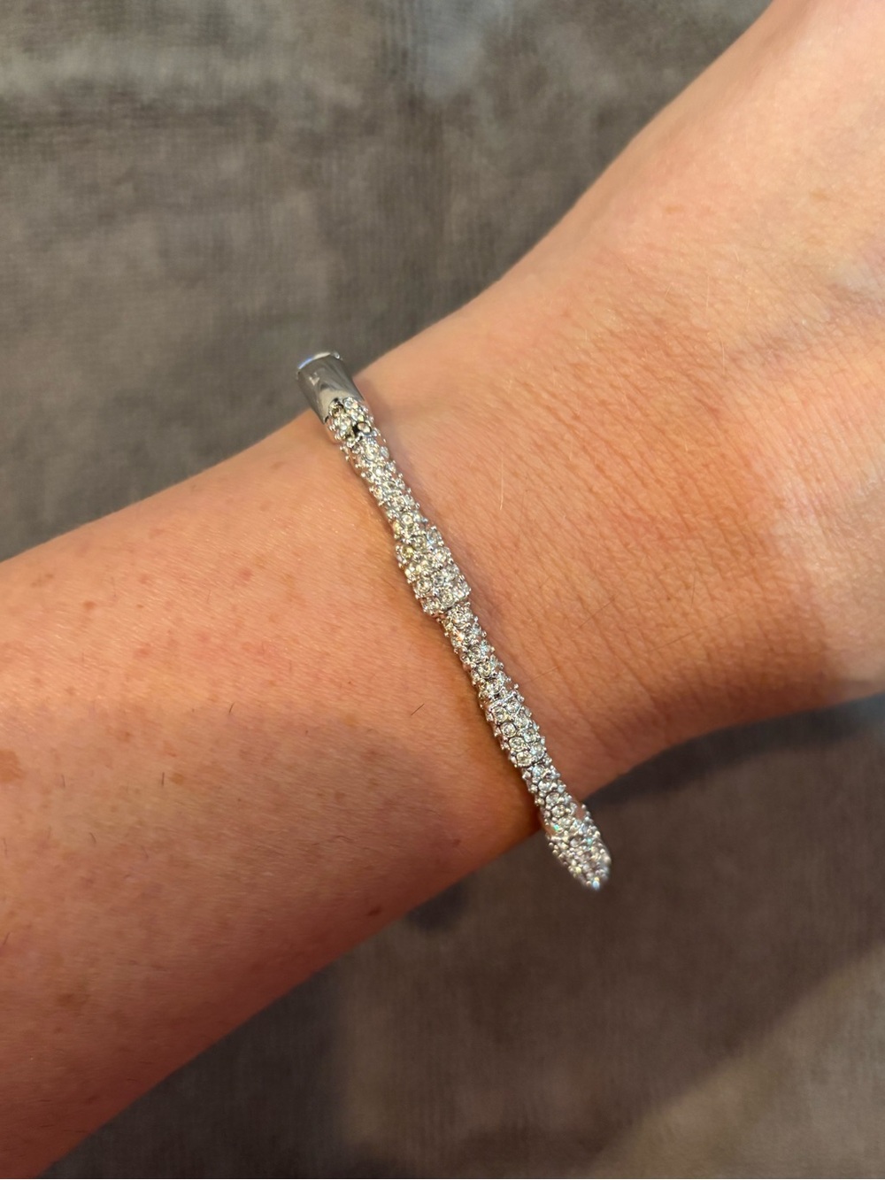 Crystal Pave Cuff Bracelet in Silver Tone